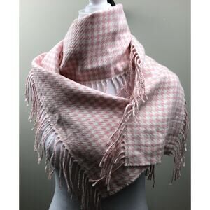 Sovrano Scarf Women Pink Houndstooth Cashmere Acrylic Fringe Elegant Fashion